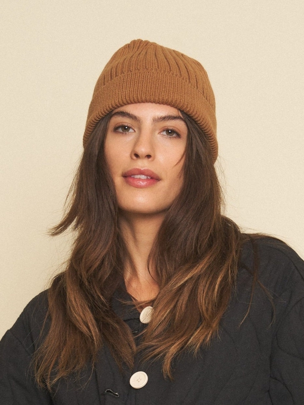 Whimsy + Row Ribbed Knit Beanie in Fox
